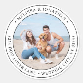 Aangepast foto modern Eenvoudig retouradres Ronde Sticker (Voorkant)