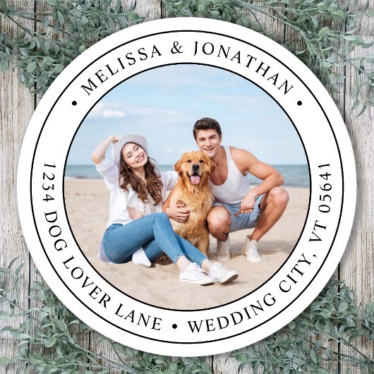 Aangepast foto modern Eenvoudig retouradres Ronde Sticker