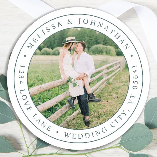 Aangepast Foto modern Elegant Return-adres Ronde Sticker