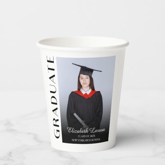 Aangepast foto Modern Elegant Senior Afstuderen De Papieren Bekers (Achterkant)