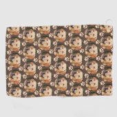 Aangepast foto-patroonpatroon Dog Brown Golfhanddoek (Horizontaal)