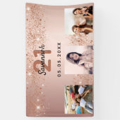 Aangepast foto roos goudglitter welkom spandoek (Verticaal)