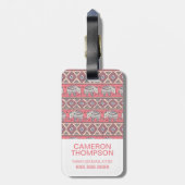 Aangepast foto Roze Elephant Patroon Bagagelabel (Achterkant verticaal)