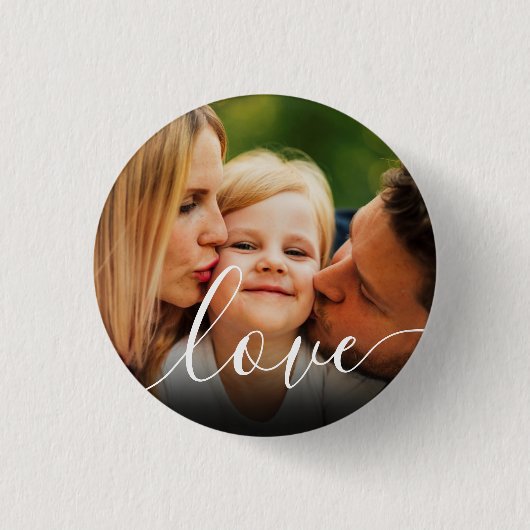 Aangepast foto-script Liefde Ronde Button 3,2 Cm (Voorkant)