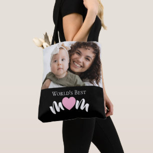 Aangepast foto-script met hart voor de beste moede tote bag