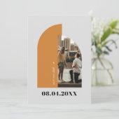 Aangepast foto-Verloving voor moderne Arch Save The Date (Staand voorkant)