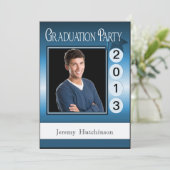 Aangepast fotoblauw van de moderne Fun GraduPartij Kaart (Staand voorkant)