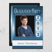 Aangepast fotoblauw van de moderne Fun GraduPartij Kaart (Voorkant / Achterkant)