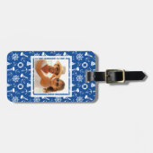 Aangepast fotoblauw Zee patroon Bagagelabel (Voorkant horizontaal)