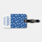 Aangepast fotoblauw Zee patroon Bagagelabel (Achterkant horizontaal)