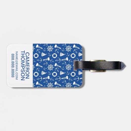 Aangepast fotoblauw Zee patroon Bagagelabel (Achterkant horizontaal)