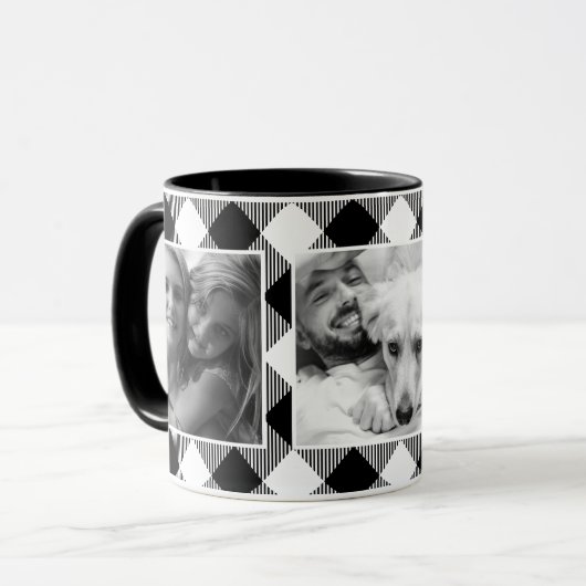 Aangepast fotobufferpatroon voor familie - wit mok (Voorkant links)