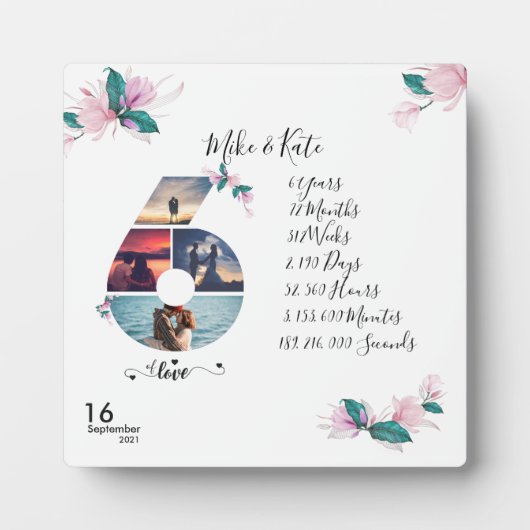 Aangepast fotocollage 6e Jubileum voor BF & Gf Fotoplaat (Voorkant)