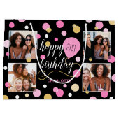 Aangepast fotocollage Birthday Roze Groot Cadeauzakje (Achterkant)