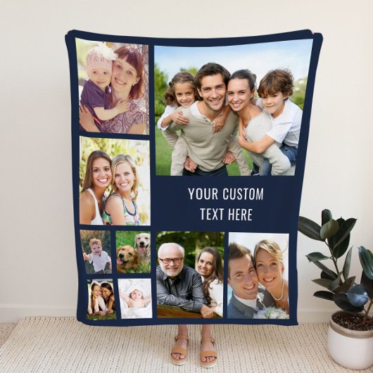 Aangepast fotocollage blauw fleece deken