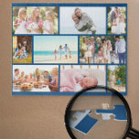 Aangepast fotocollage blauw maassteenraster legpuzzel<br><div class="desc">Creëer je eigen aangepaste fotopuzzel. Deze fotocollage heeft een klassieke blauwe, masonry netlay-out die u met uw eigen foto's kunt aanpassen. Het fotomalplaatje is opstelling klaar voor u om 9 van uw favoriete familieafbeeldingen te tonen die automatisch in de metselstijl zullen tonen. Het ontwerp voorziet 2 landschap en 1 portretfoto...</div>