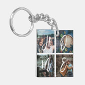 Aangepast fotocollage-calligrafie-hokje sleutelhanger (Voorkant Links)