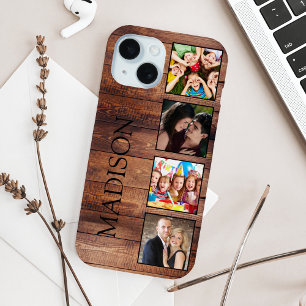 Aangepast fotocollage, geregenereerd hout iPhone 15 case