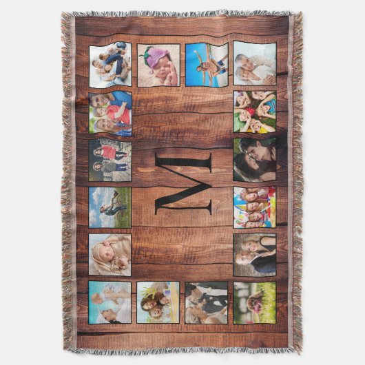Aangepast fotocollage, geregenereerd hout deken (Voorkant Verticaal)