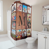 Aangepast fotocollage, geregenereerd hout douchegordijn (In situ)