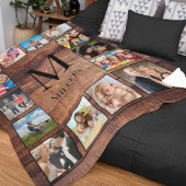 Aangepast fotocollage, geregenereerd hout fleece deken