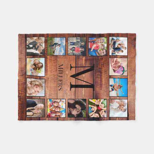 Aangepast fotocollage, geregenereerd hout fleece deken (Voorkant (Horizontaal))