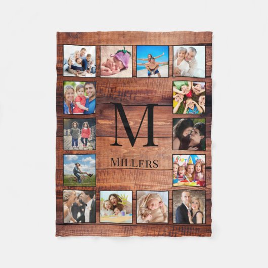Aangepast fotocollage, geregenereerd hout fleece deken (Voorkant)