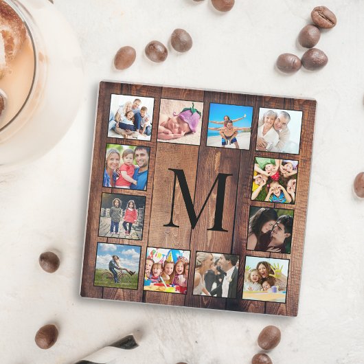 Aangepast fotocollage, geregenereerd hout glazen onderzetter