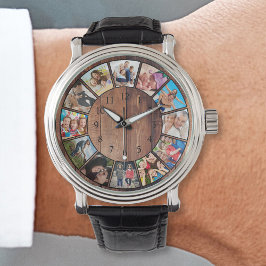 Aangepast fotocollage, geregenereerd hout horloge