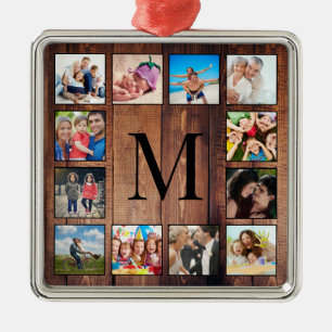 Aangepast fotocollage, geregenereerd hout metalen ornament