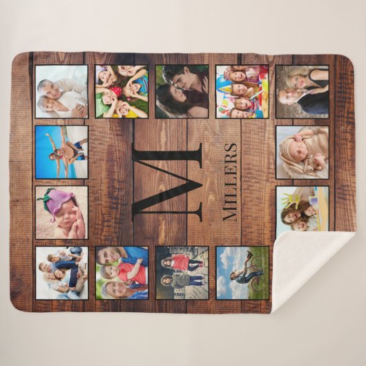 Aangepast fotocollage, geregenereerd hout sherpa deken (Voorkant (horizontaal))