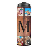 Aangepast fotocollage, geregenereerd hout thermosbeker (Voorkant)