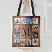 Aangepast fotocollage, geregenereerd hout tote bag