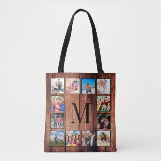 Aangepast fotocollage, geregenereerd hout tote bag (Voorkant)