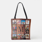 Aangepast fotocollage, geregenereerd hout tote bag (Achterkant)