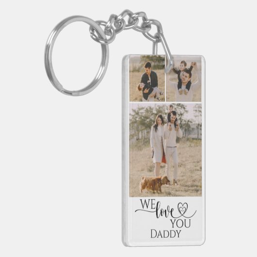 Aangepast fotocollage-liefde voor modern hartscrip sleutelhanger (Voorkant Links)