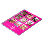 Aangepast fotocollage monogram hete roze dagboek notitieboek (Linkerzijde)