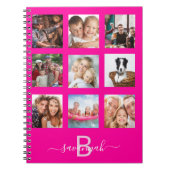Aangepast fotocollage monogram hete roze dagboek notitieboek (Voorkant)