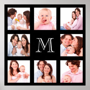 Aangepast fotocollage-monogram voor familie poster