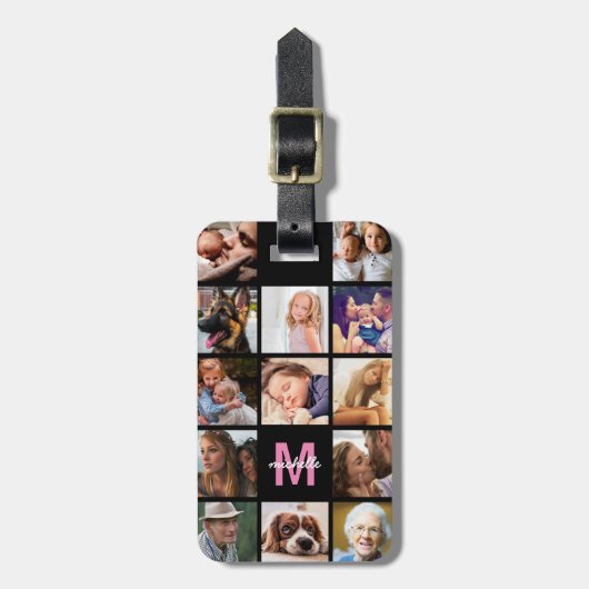 Aangepast fotocollage reizen bagagelabel (Voorkant verticaal)