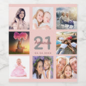 Aangepast fotocollage roos goudroze wijn etiket (Enkel label)