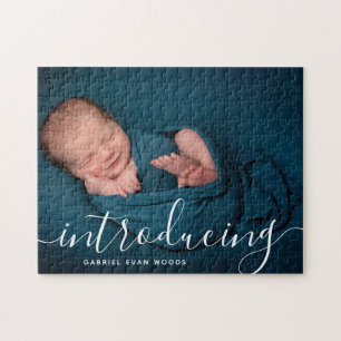 Aangepast Fotocollage Script Overlay Baby Geboorte Legpuzzel