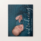 Aangepast Fotocollage Script Overlay Baby Geboorte Legpuzzel (Verticaal)