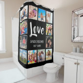 Aangepast fotocollage, speciaal aangepast zwart douchegordijn (In situ)