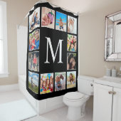 Aangepast fotocollage, speciaal aangepast zwart douchegordijn (In situ)