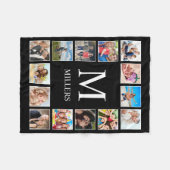 Aangepast fotocollage, speciaal aangepast zwart fleece deken (Voorkant (Horizontaal))