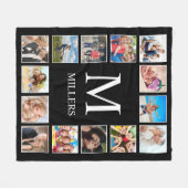 Aangepast fotocollage, speciaal aangepast zwart fleece deken (Voorkant (Horizontaal))