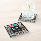 Aangepast fotocollage, speciaal aangepast zwart glazen onderzetter (Schuin)