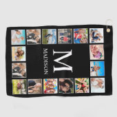 Aangepast fotocollage, speciaal aangepast zwart golfhanddoek (Horizontaal)