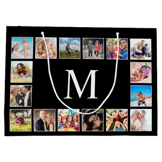 Aangepast fotocollage, speciaal aangepast zwart groot cadeauzakje (Achterkant)